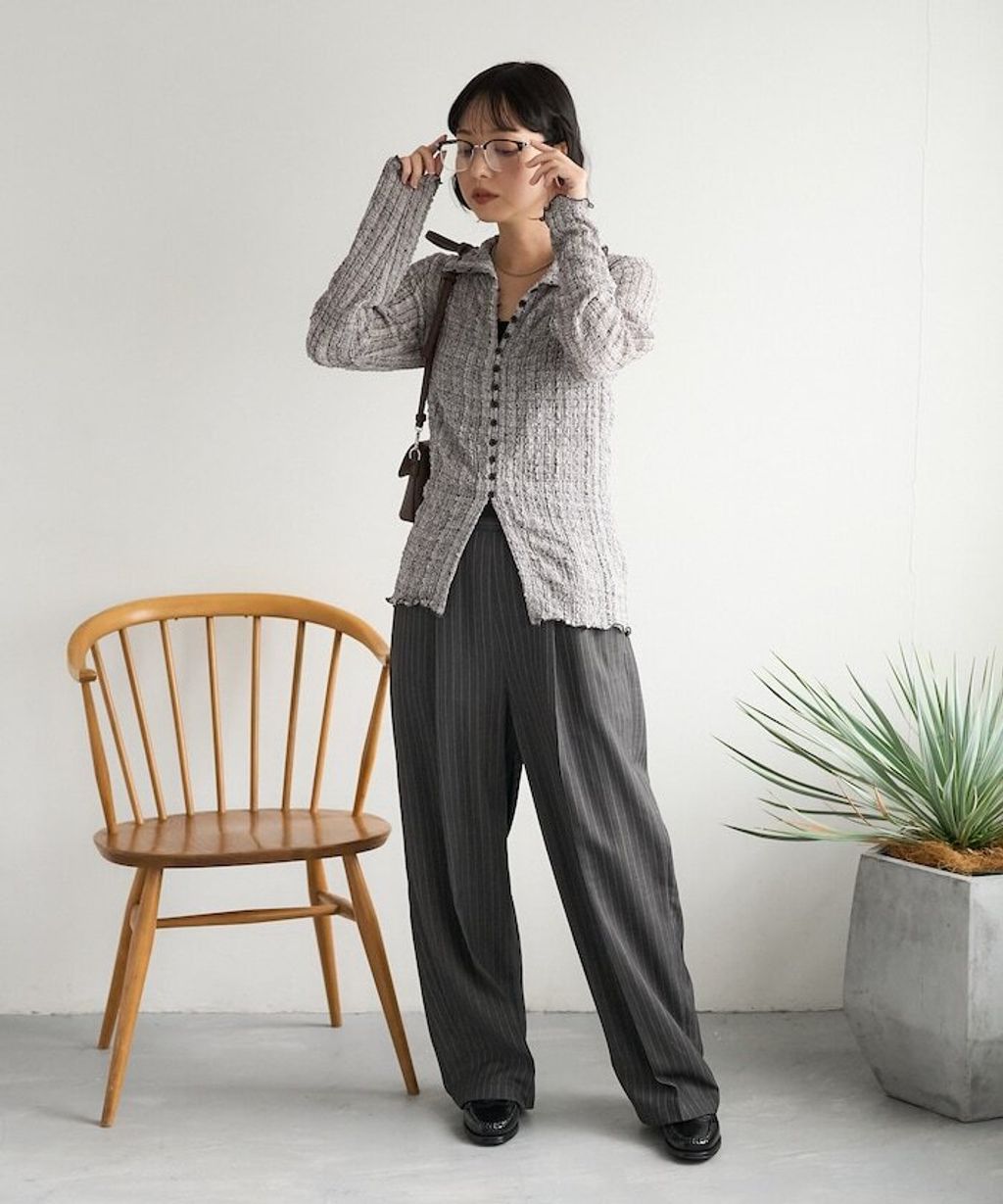 FREAKS STORE 立體泡泡針織格紋襯衫_7