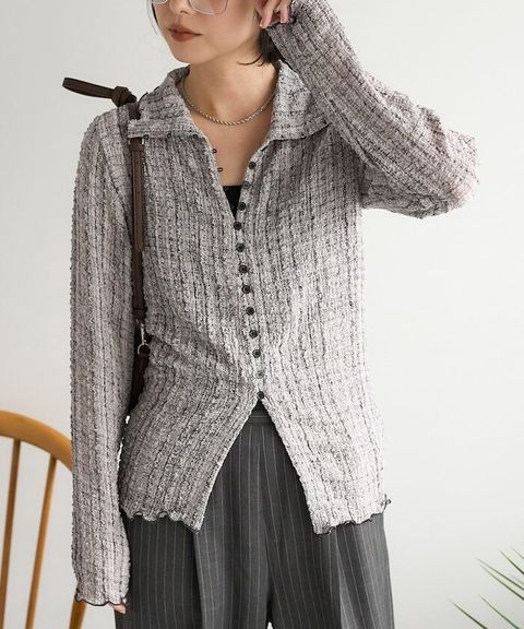 FREAKS STORE 立體泡泡針織格紋襯衫_1