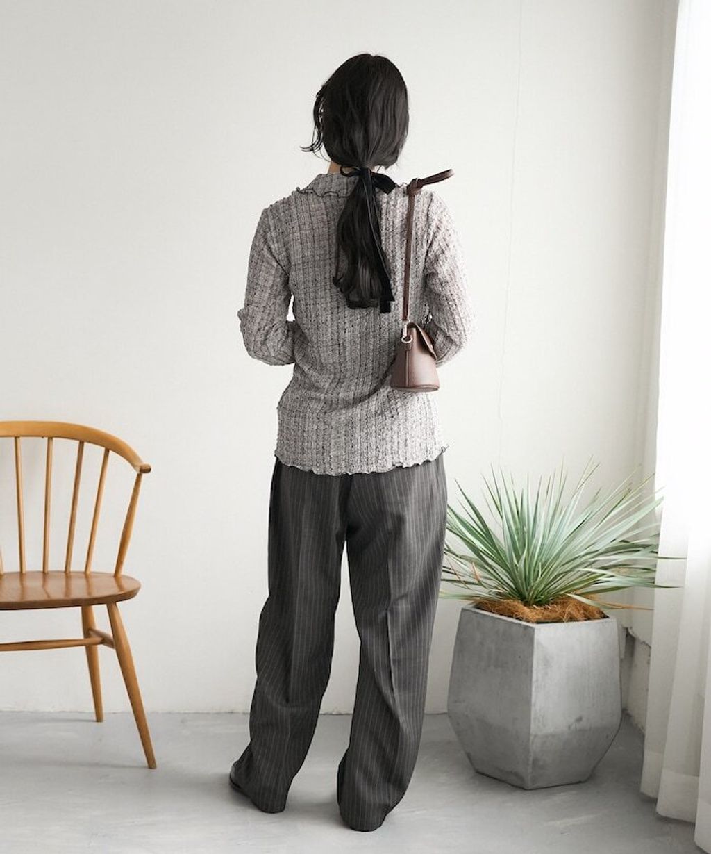 FREAKS STORE 立體泡泡針織格紋襯衫_6