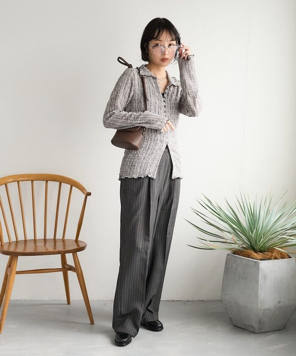 FREAKS STORE 立體泡泡針織格紋襯衫_5