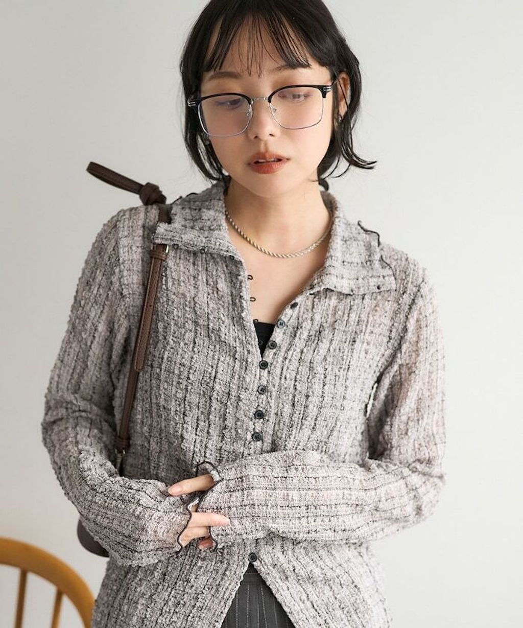 FREAKS STORE 立體泡泡針織格紋襯衫_18