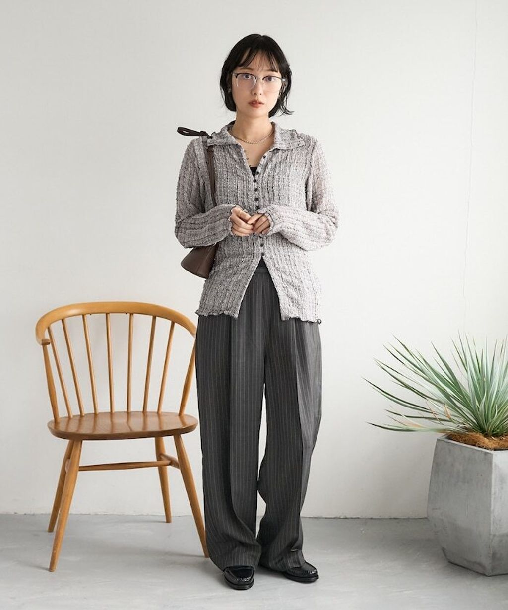 FREAKS STORE 立體泡泡針織格紋襯衫_9