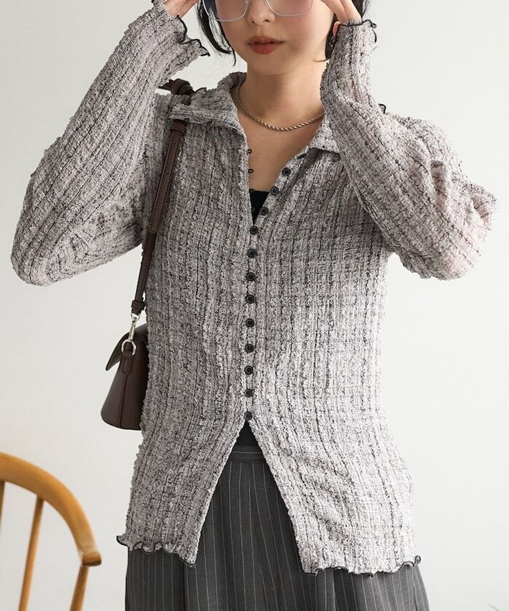 FREAKS STORE 立體泡泡針織格紋襯衫_12