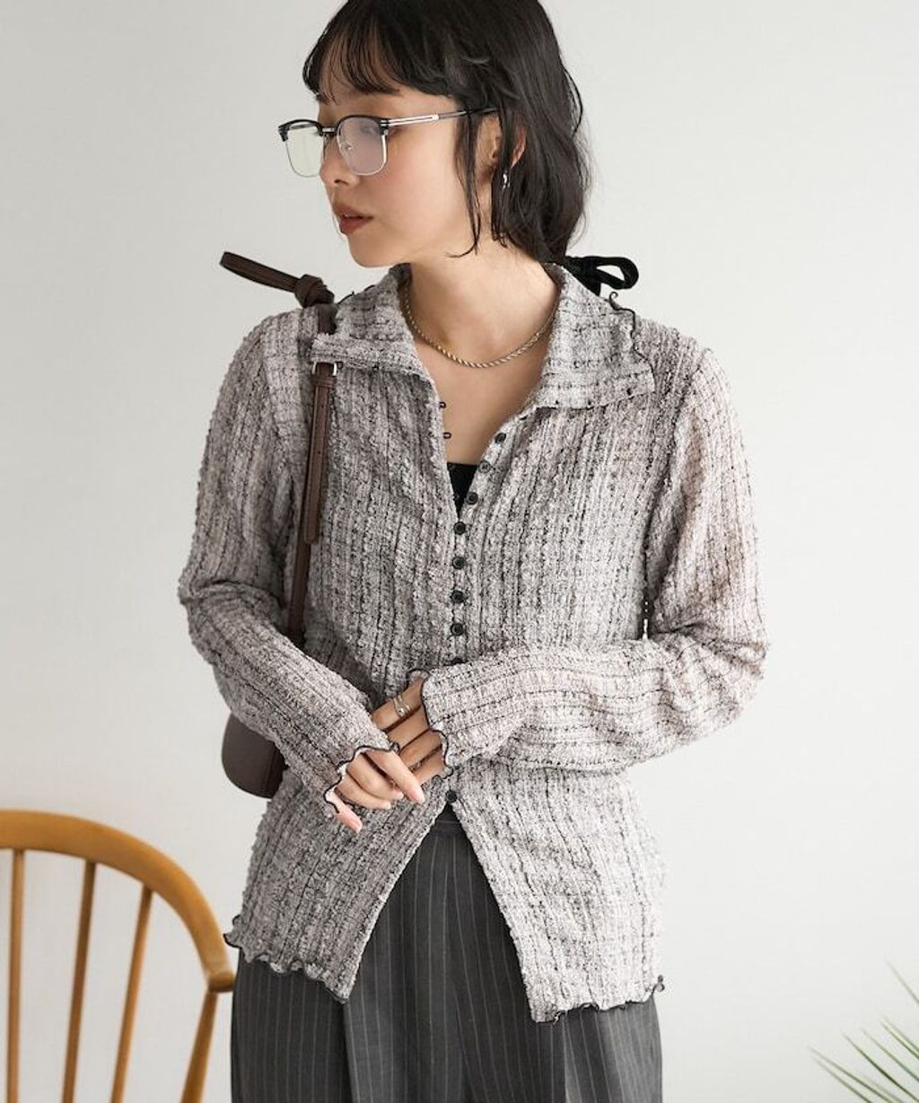 FREAKS STORE 立體泡泡針織格紋襯衫_15