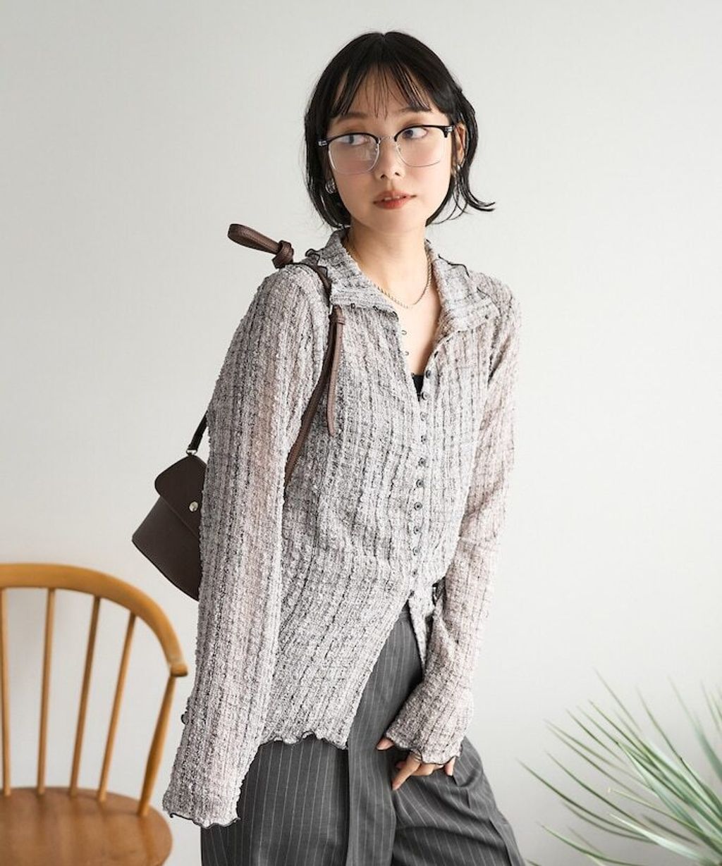 FREAKS STORE 立體泡泡針織格紋襯衫_11