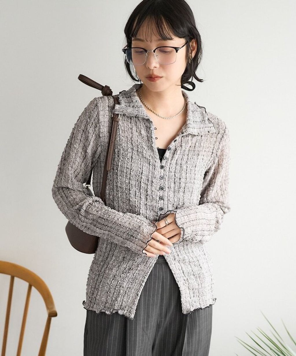 FREAKS STORE 立體泡泡針織格紋襯衫_13