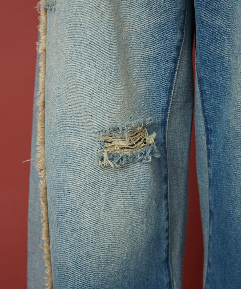 Freada 立體剪裁弧形曲線丹寧寬褲_5