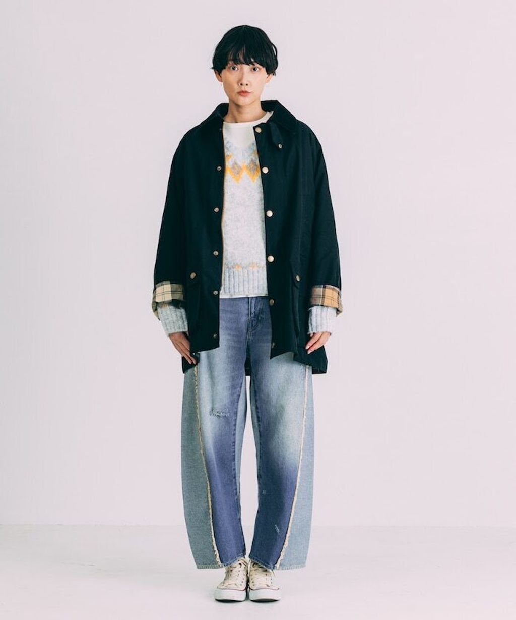 Freada 立體剪裁弧形曲線丹寧寬褲_38