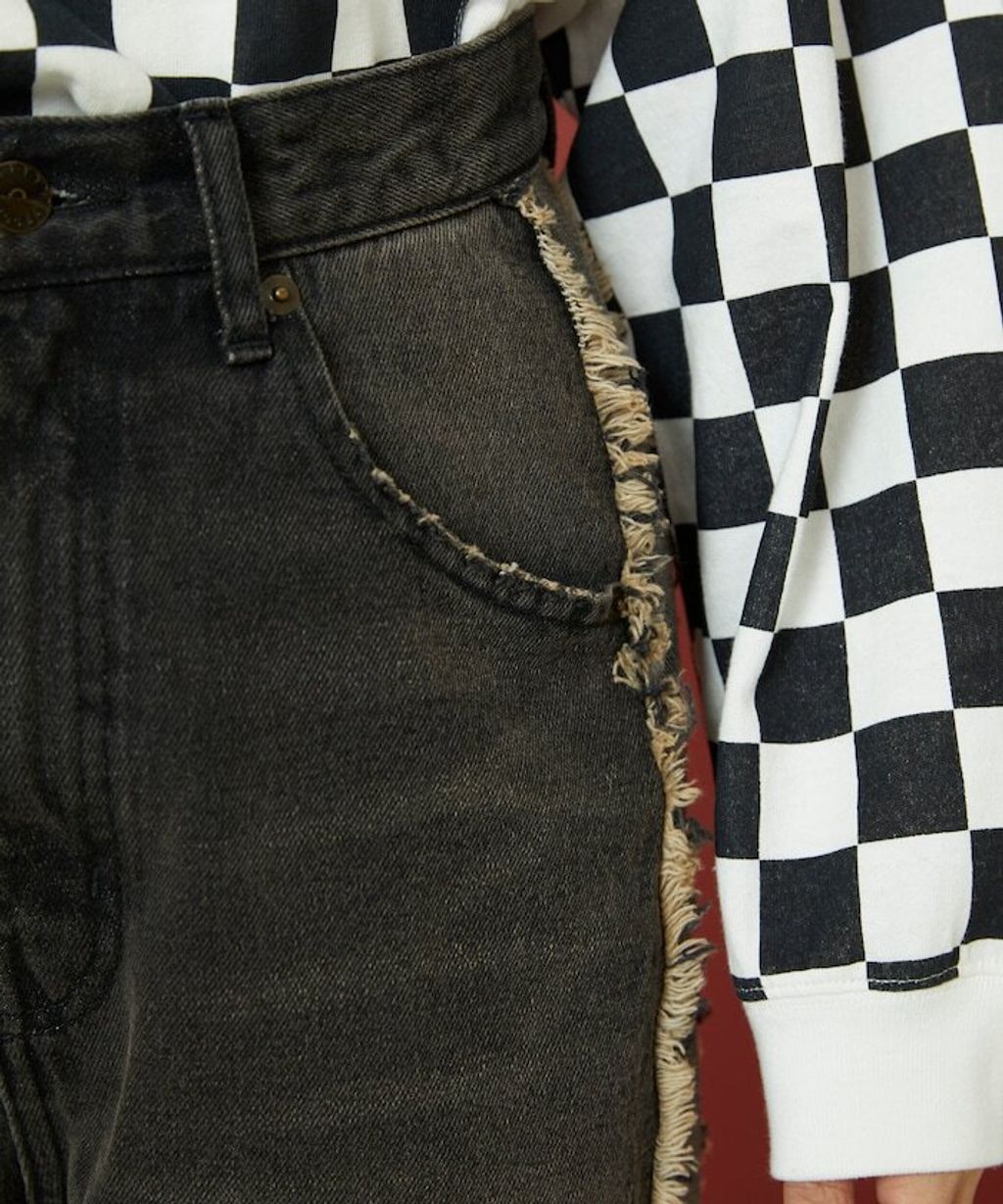 Freada 立體剪裁弧形曲線丹寧寬褲_24