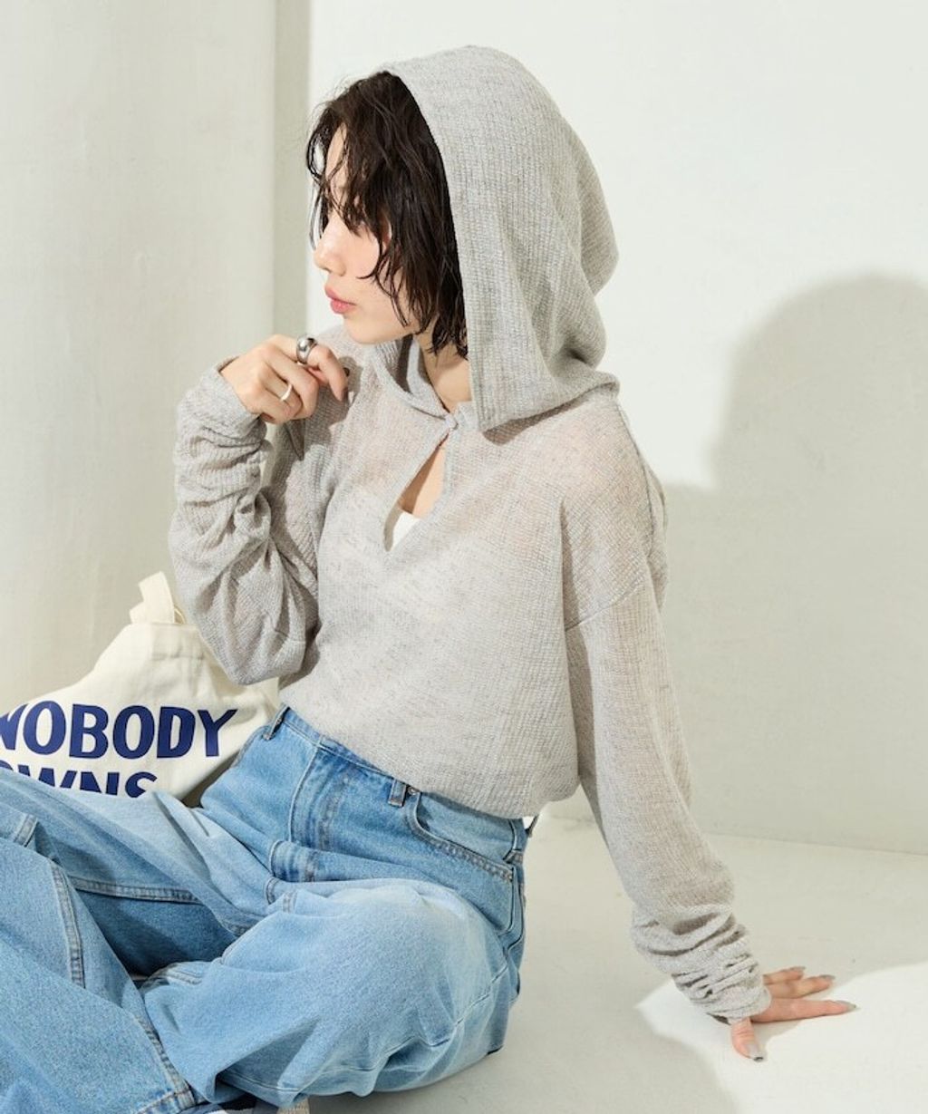 FREAKS STORE 透膚華夫格連帽長袖上衣_10