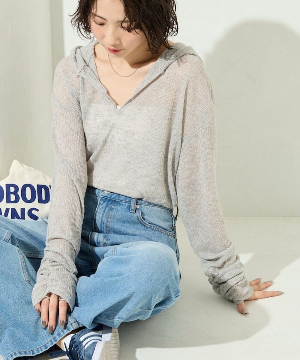 FREAKS STORE 透膚華夫格連帽長袖上衣_7