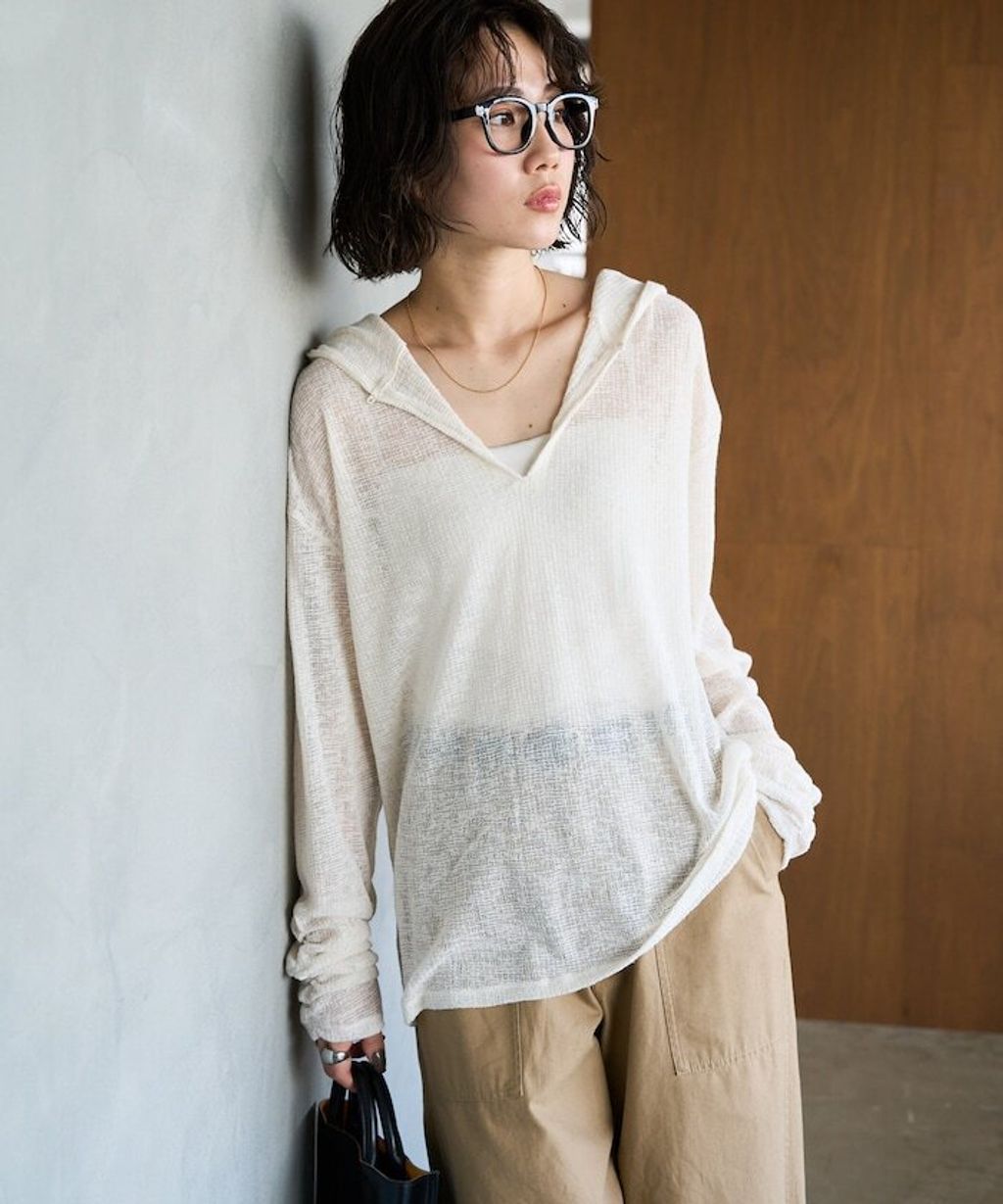 FREAKS STORE 透膚華夫格連帽長袖上衣_1