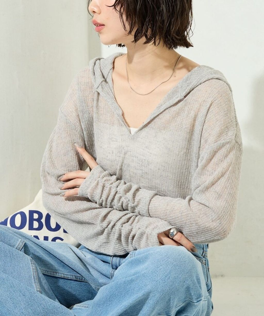 FREAKS STORE 透膚華夫格連帽長袖上衣_6