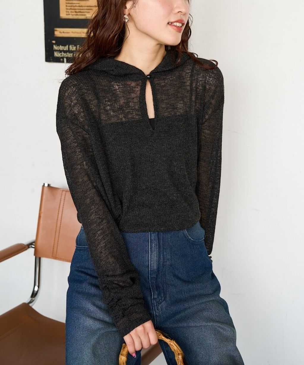 FREAKS STORE 透膚華夫格連帽長袖上衣_4