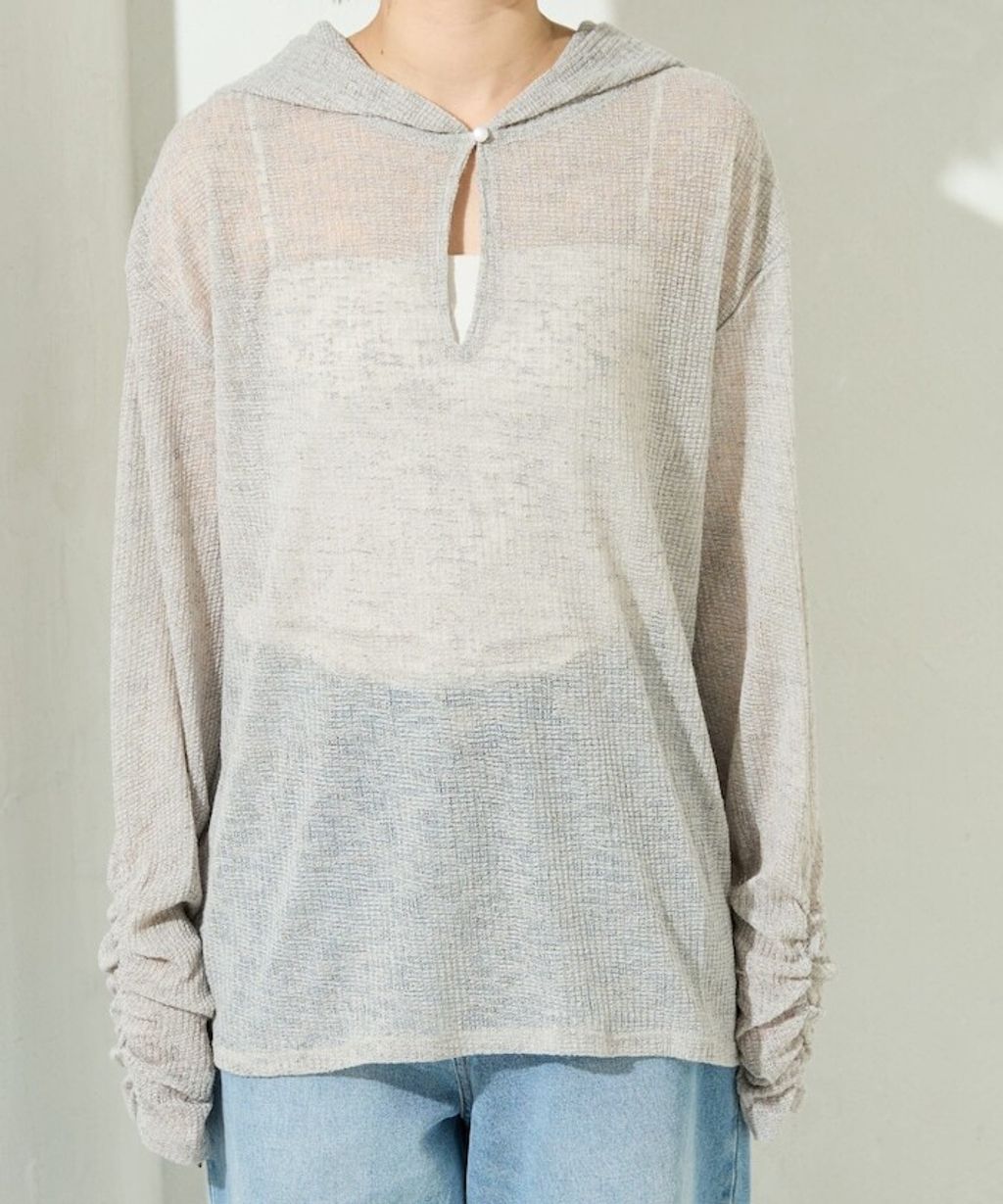 FREAKS STORE 透膚華夫格連帽長袖上衣_40