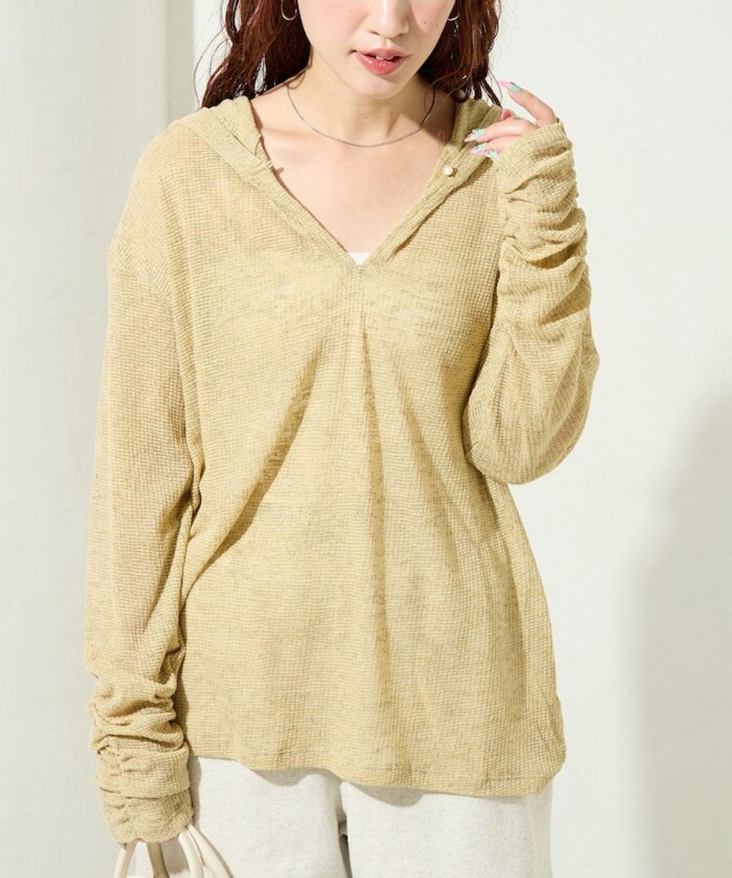 FREAKS STORE 透膚華夫格連帽長袖上衣_32