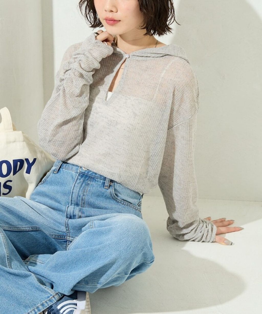 FREAKS STORE 透膚華夫格連帽長袖上衣_11