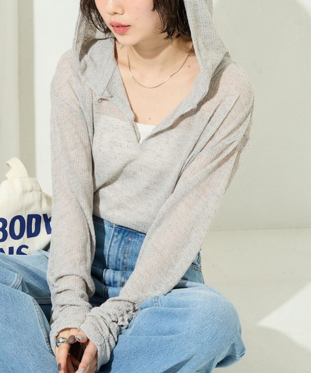 FREAKS STORE 透膚華夫格連帽長袖上衣_12