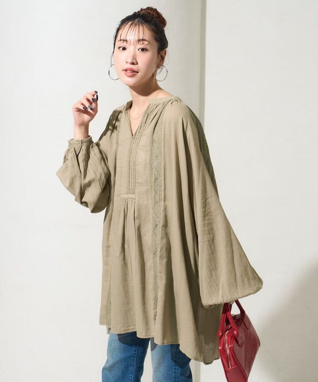 FREAKS STORE 純棉細褶垂感蕾絲襯衫_3