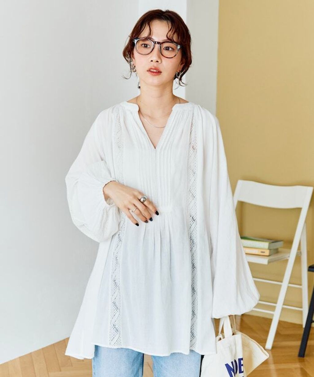 FREAKS STORE 純棉細褶垂感蕾絲襯衫_24