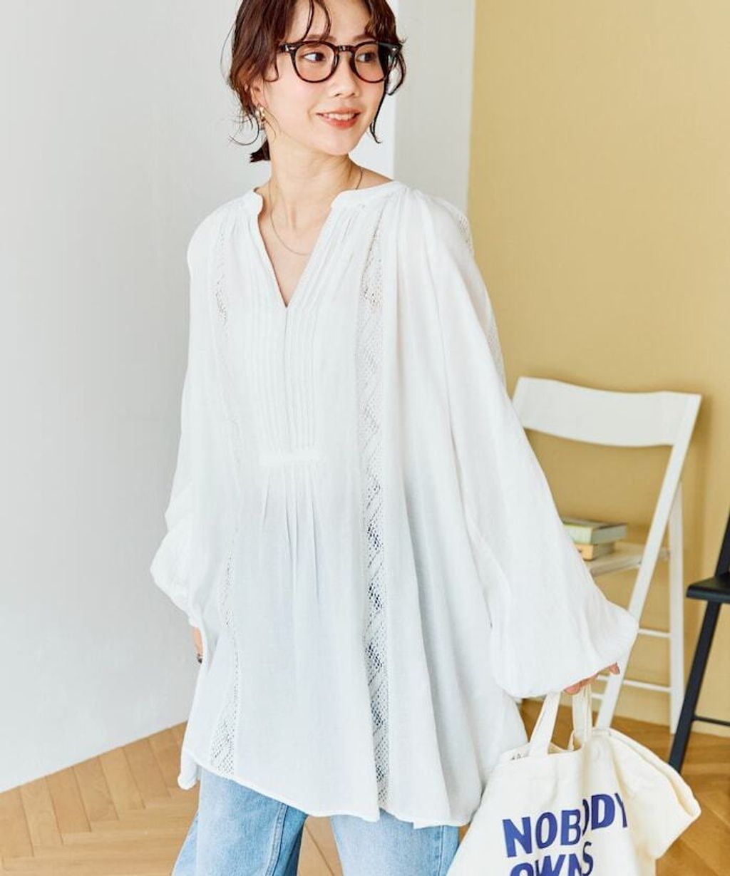 FREAKS STORE 純棉細褶垂感蕾絲襯衫_23