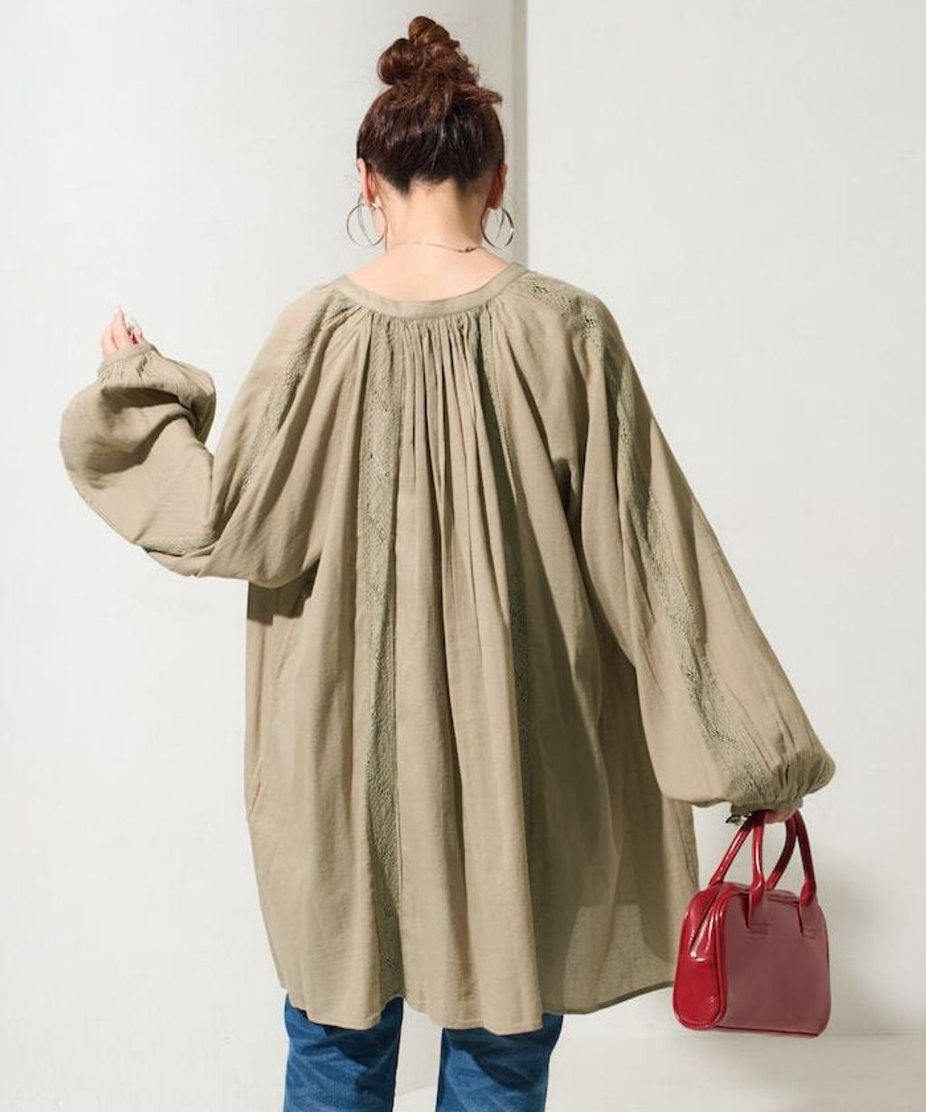 FREAKS STORE 純棉細褶垂感蕾絲襯衫_34