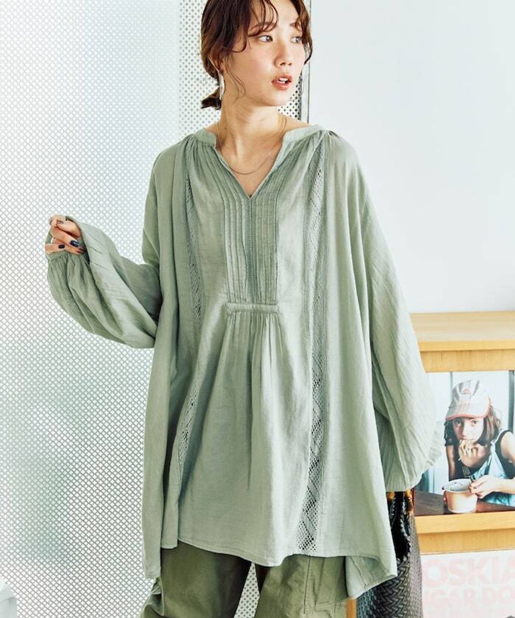 FREAKS STORE 純棉細褶垂感蕾絲襯衫_14