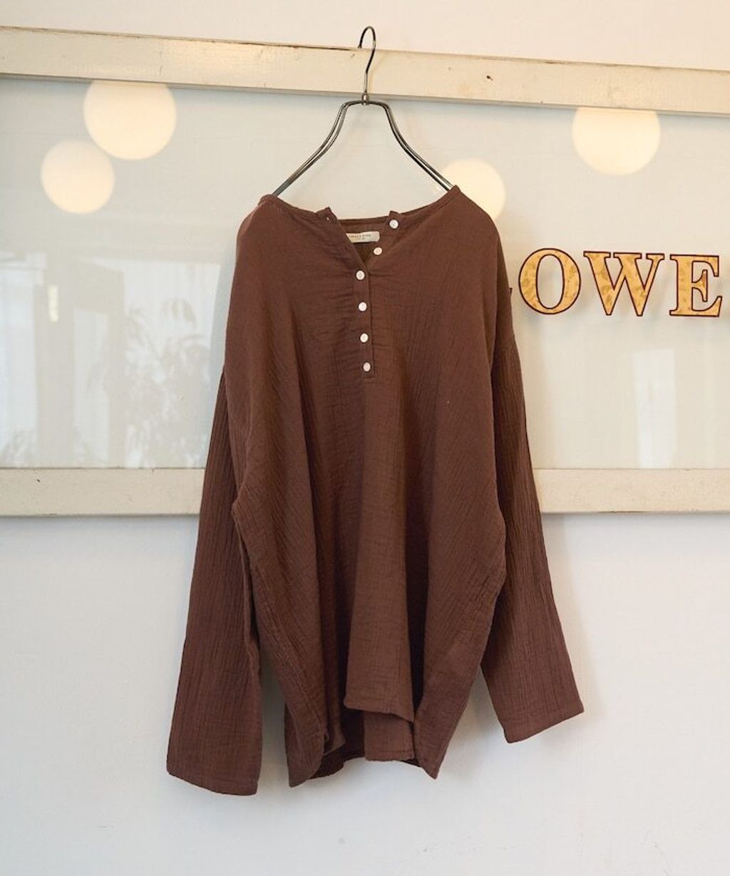 FREAKS STORE 雙層紗布亨利領長袖上衣_3