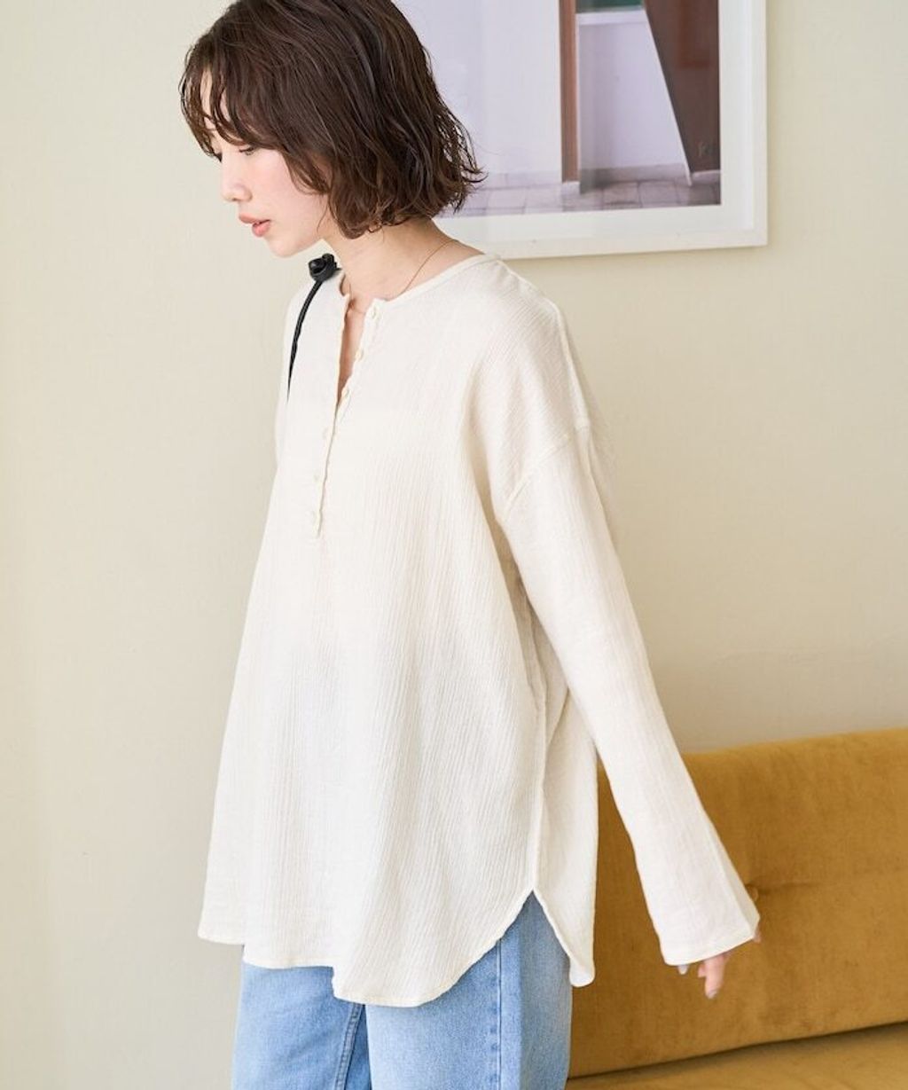 FREAKS STORE 雙層紗布亨利領長袖上衣_25