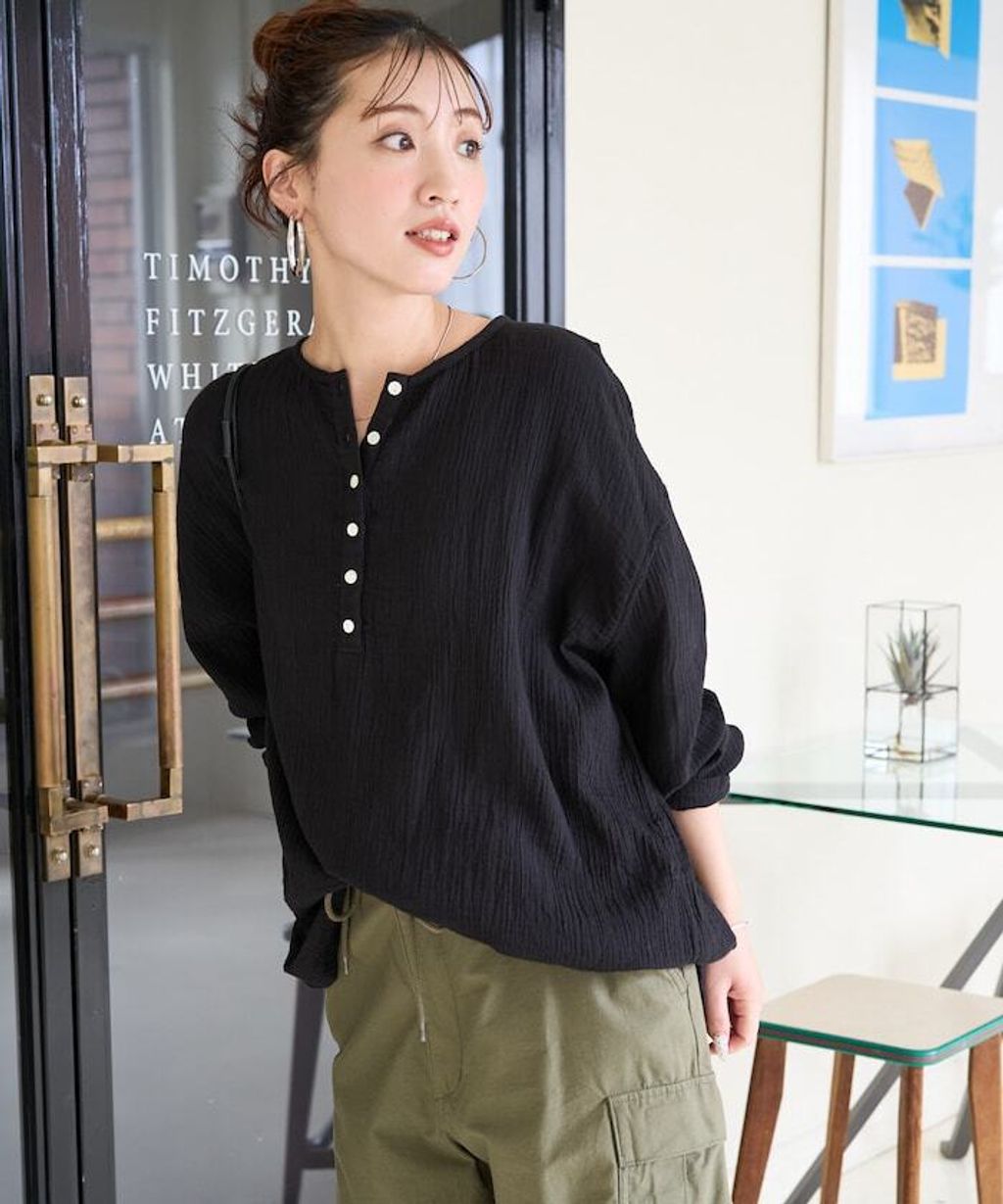 FREAKS STORE 雙層紗布亨利領長袖上衣_19