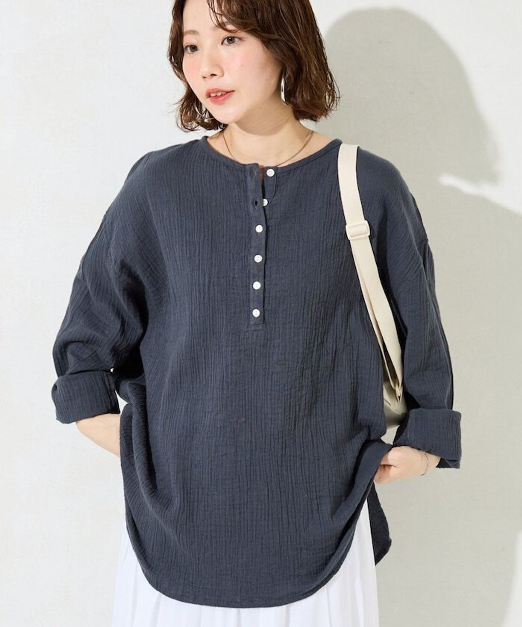 FREAKS STORE 雙層紗布亨利領長袖上衣_30