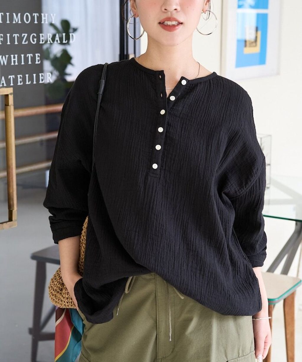FREAKS STORE 雙層紗布亨利領長袖上衣_20