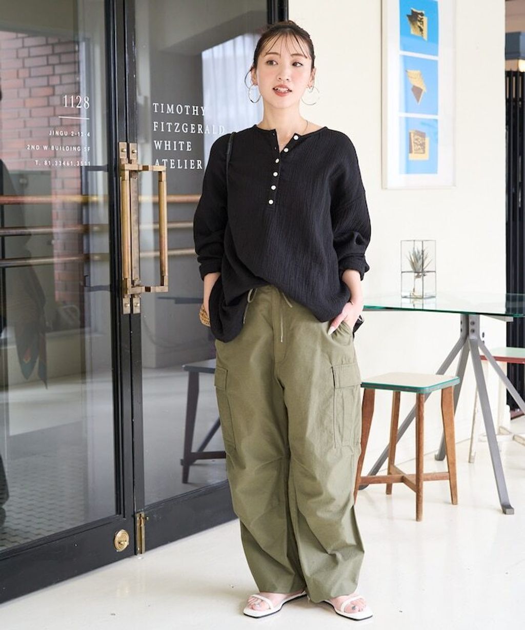 FREAKS STORE 雙層紗布亨利領長袖上衣_15