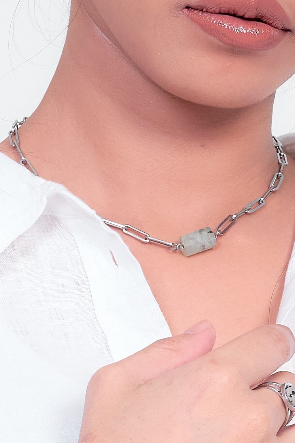 prehnite necklace silver 2
