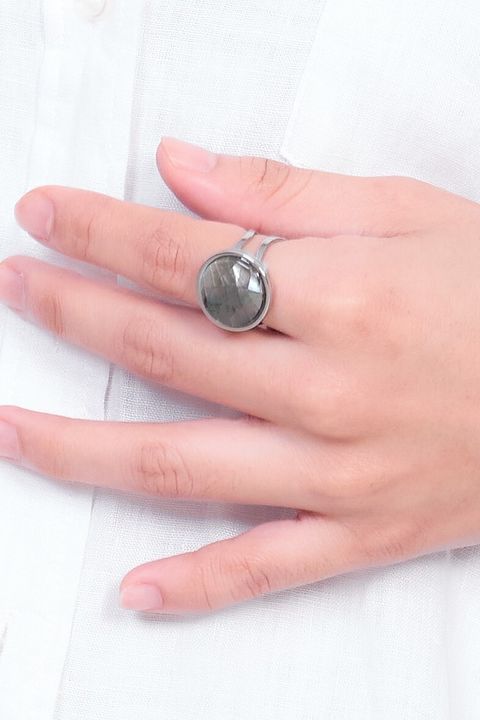 mother of pearl ring silver black 2