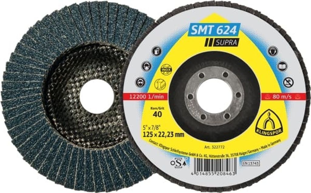 Klingspor SMT 624 Supra - Abrasive mop discs for Stainless steel, Steel