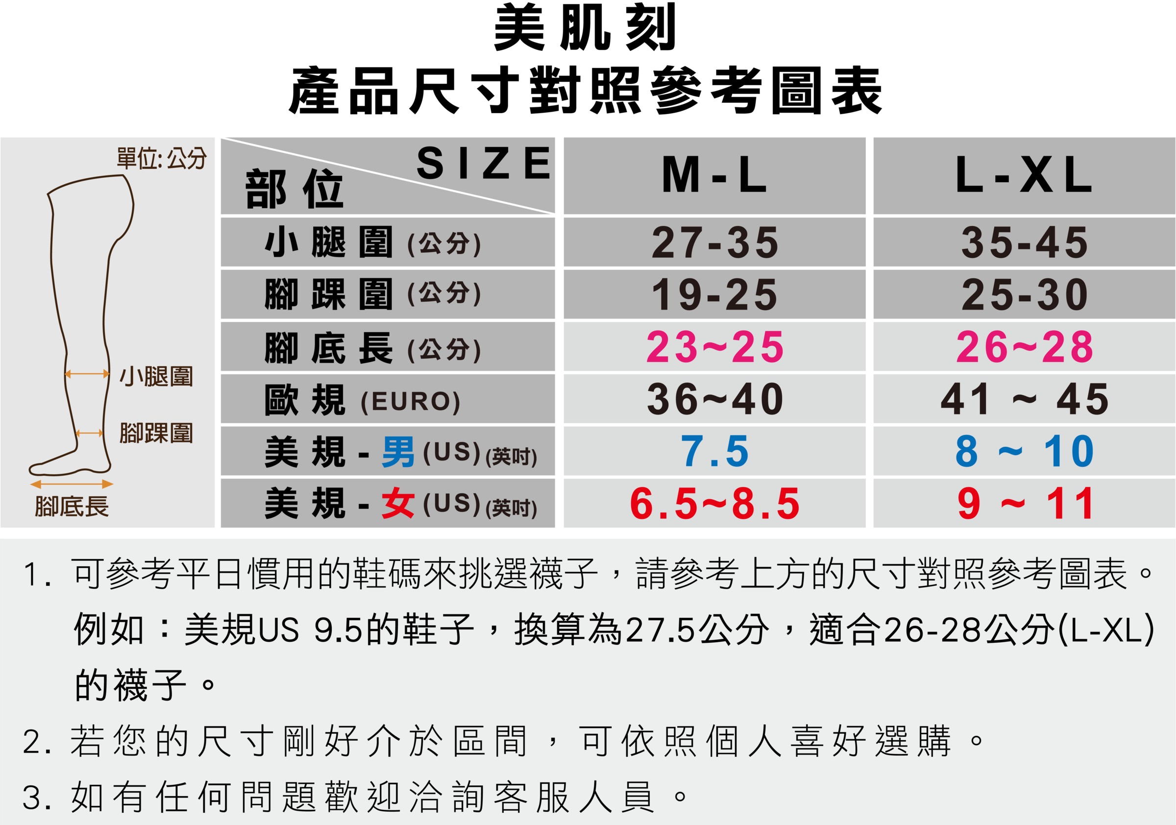 Magicsport官網_運動SPORT_運動壓力高筒襪_運動壓力護足高筒襪_JG-008_尺寸表_蝦皮01