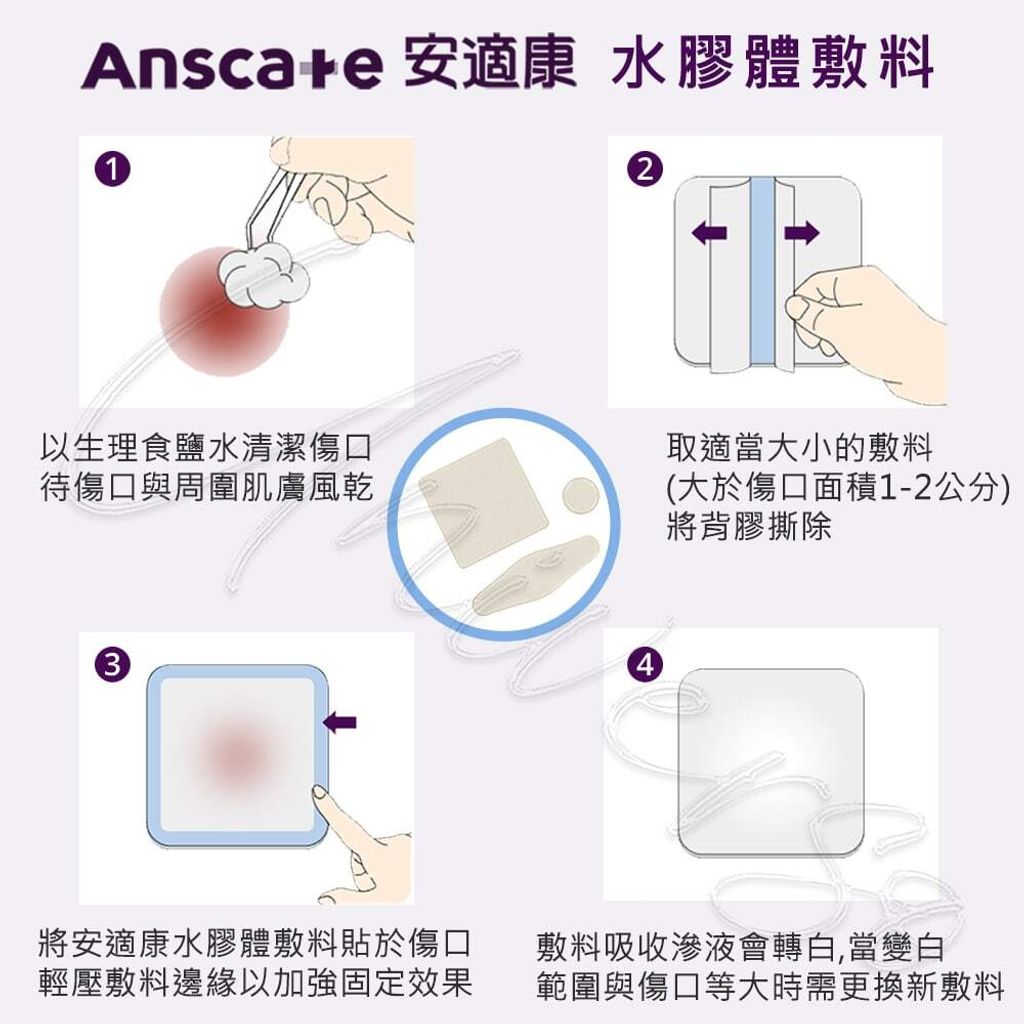 universomart宇碩協銷_明基授權Anscare安適康水膠體敷料8使用方法LOGO