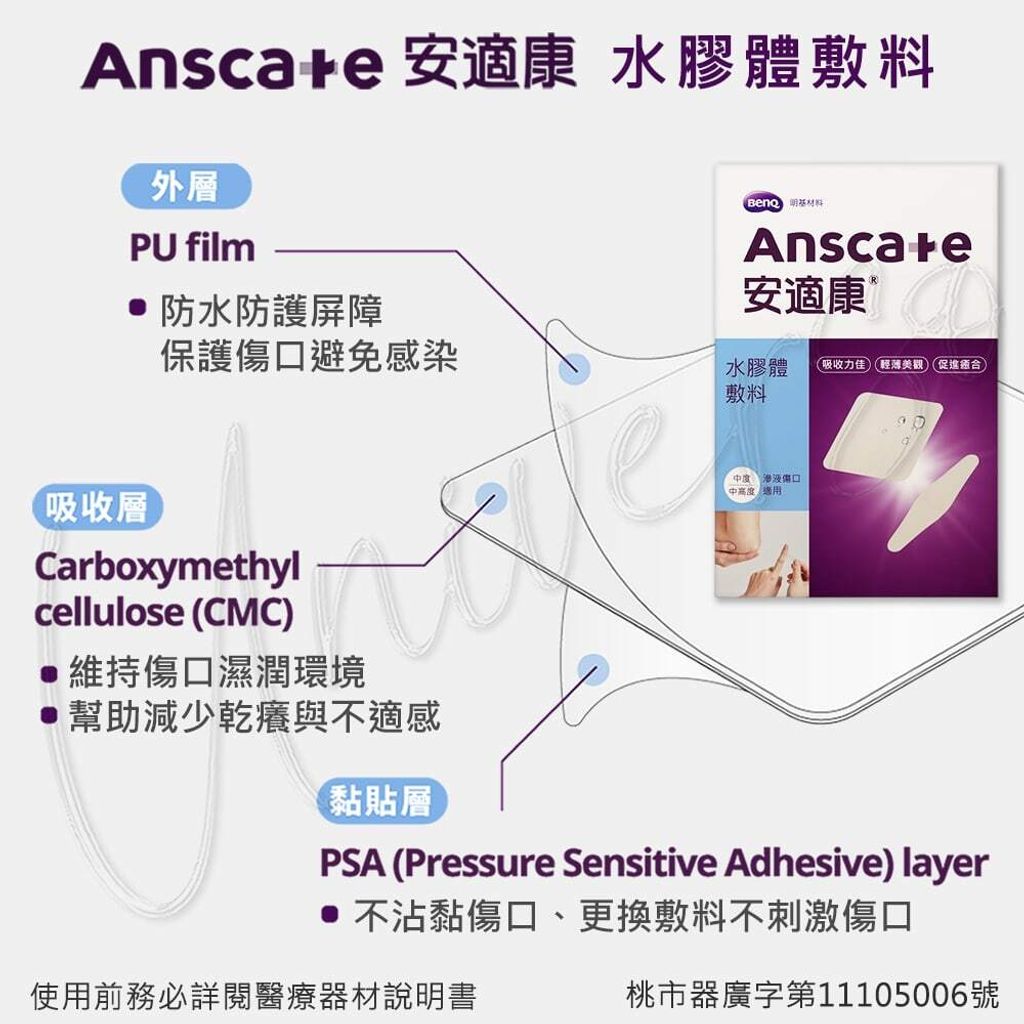 universomart宇碩協銷_明基授權Anscare安適康水膠體敷料6LOGO
