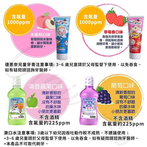 universomart宇碩協銷_授權素材德恩奈兒童牙膏漱口水全系列LOGO