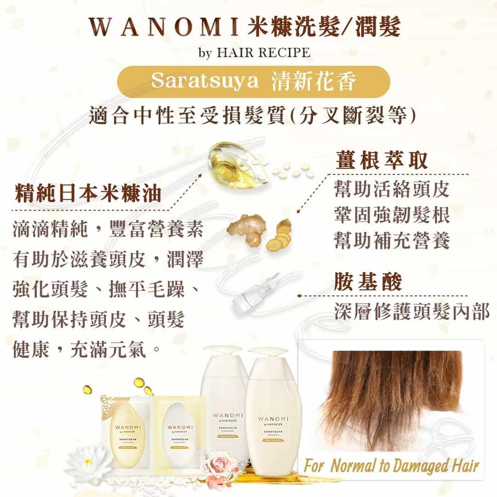 universomart宇碩協銷_P&G WANOMI 米糠洗髮潤髮 受損髮適用花香 1 LOGO