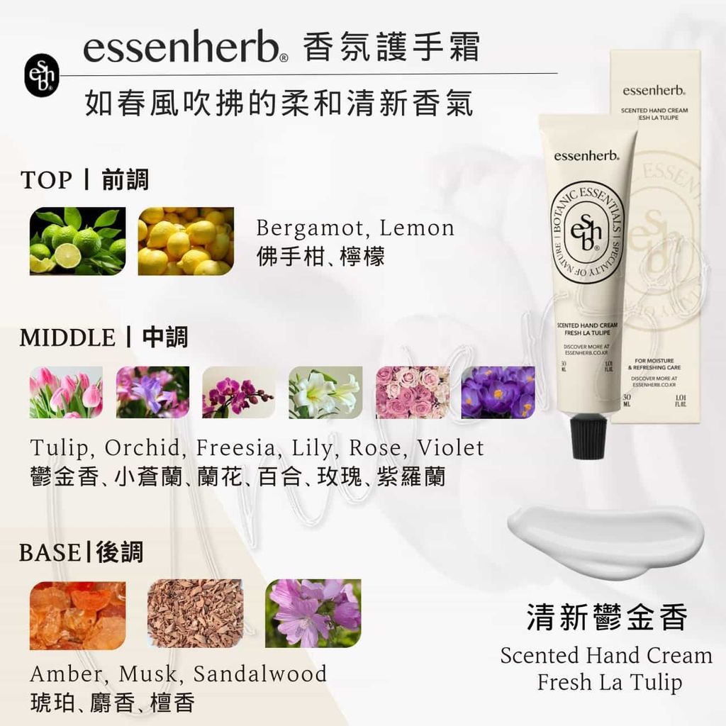 2_8809844711439_universomart宇碩協銷_授權素材韓國essenherb香氛護手霜清新鬱金香essenherb scented-hand-cream Fresh La Tulip LOGO