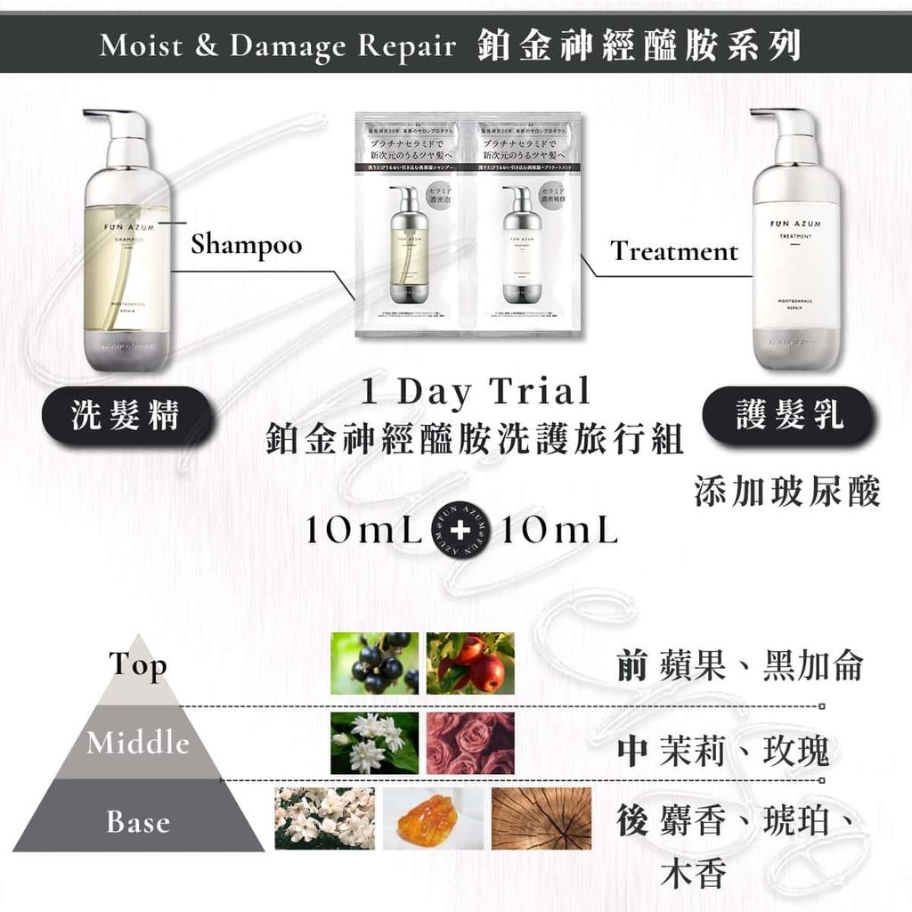 2_universomart宇碩協銷_ 日本FUN AZUM鉑金神經醯胺洗髮護髮 Moist & Damage Repair shampoo treatment LOGO