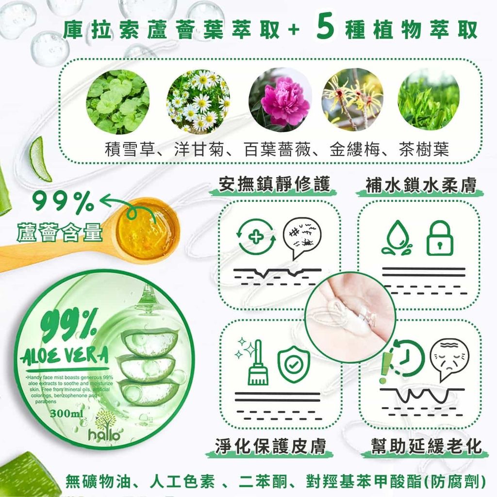 1_8809685570875_universomart宇碩協銷_韓國Hallo Beauty 99%蘆薈凝膠ALOE VERA Jelly Film LOGO