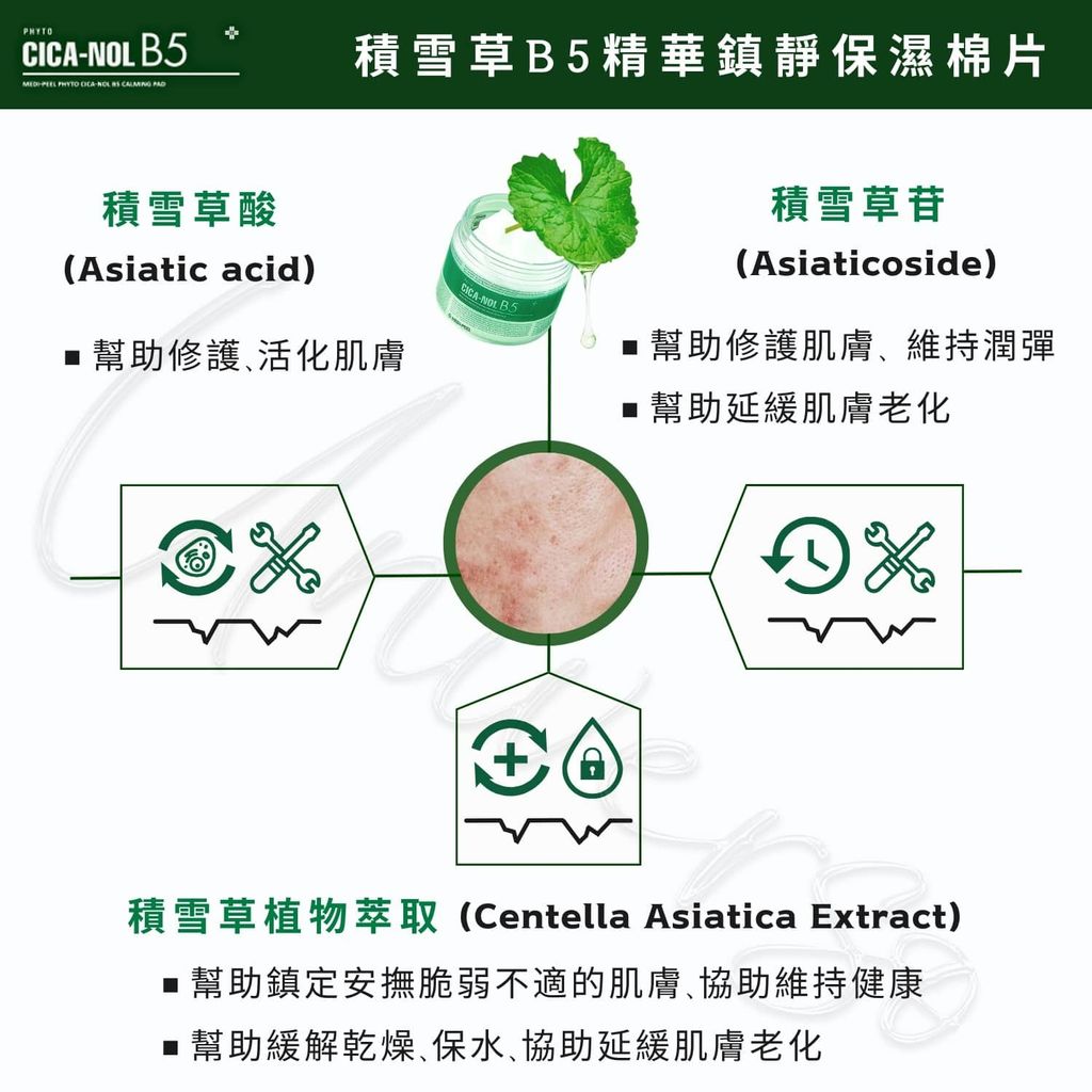 4_8809409342672_universomart宇碩協銷_授權素材Medi-peel美蒂菲積雪草B5保濕棉片 Phyto Cica-Nol B5 Calming Pad LOGO