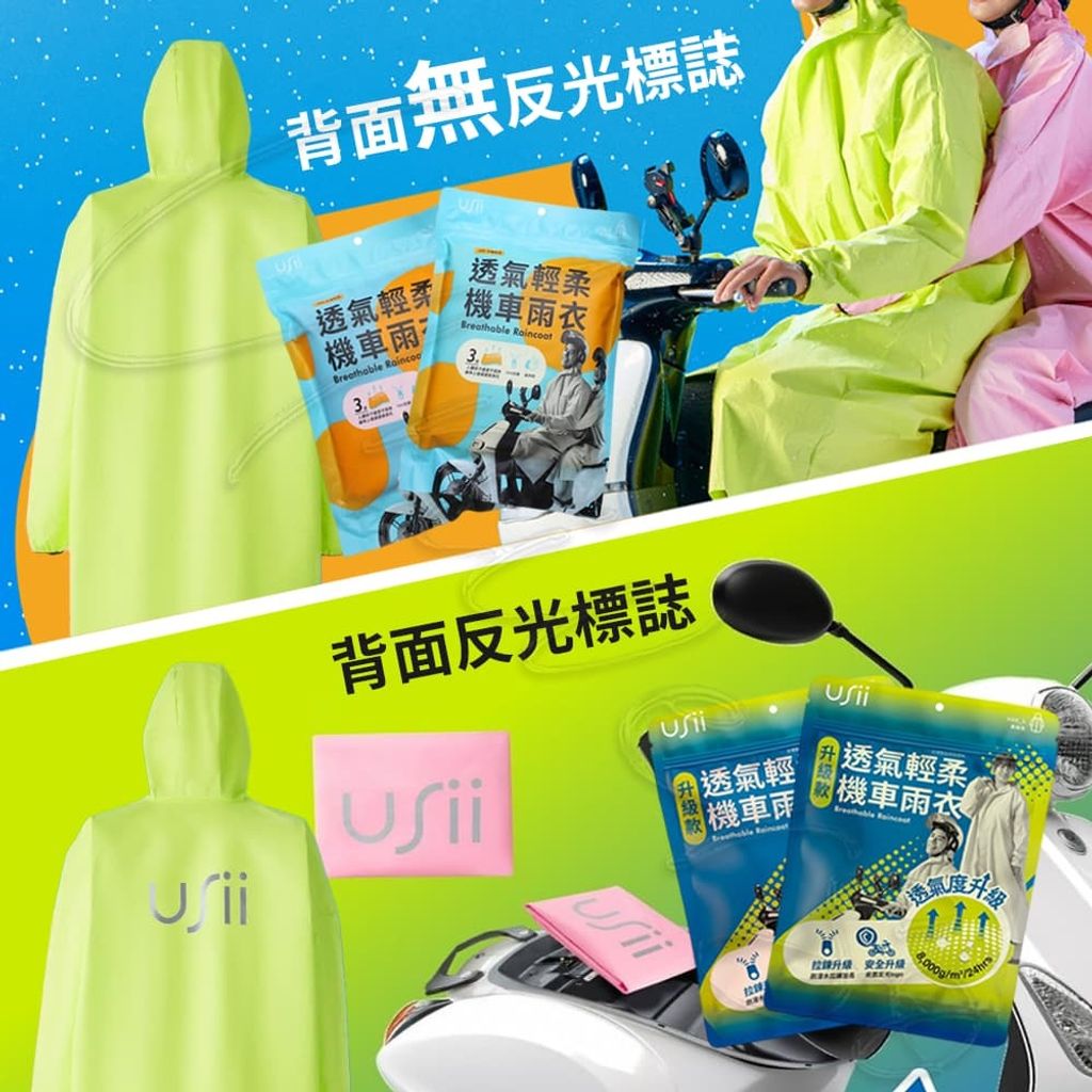 5_universomart宇碩協銷_授權素材USii優系透氣輕柔機車雨衣 USii breathable raincoat LOGO