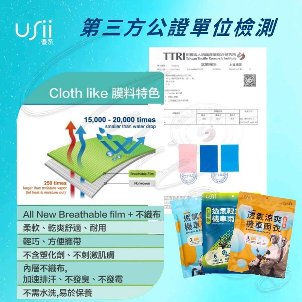 5機車雨衣系列_universomart宇碩協銷_授權素材USii優系機車雨衣 USii breathable raincoat LOGO