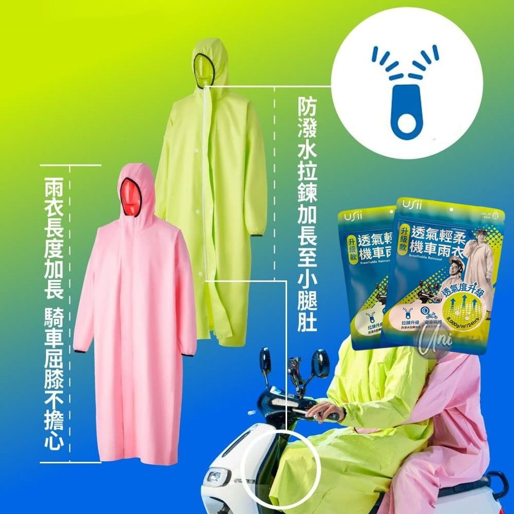 2_universomart宇碩協銷_授權素材2024升級款USii優系透氣輕柔機車雨衣 Breathable Raincoat