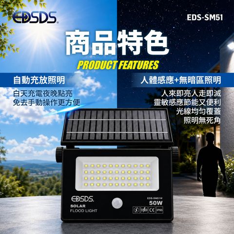 EDS-SM51-50W太陽能7500K冷白光LED投光燈(上架圖)0817-02