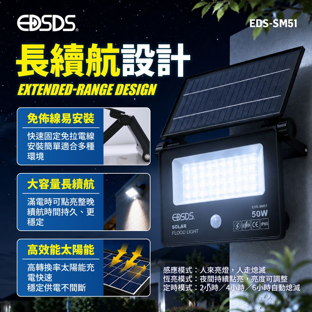 EDS-SM51-50W太陽能7500K冷白光LED投光燈(上架圖)0817-03